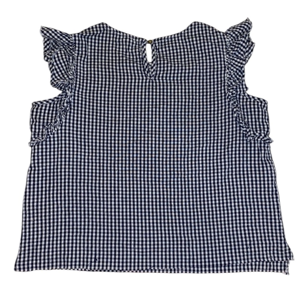 Hannah Boutique Gingham Print Ruffle Short Sleeve Blouse Size Small - Picture 3 of 4